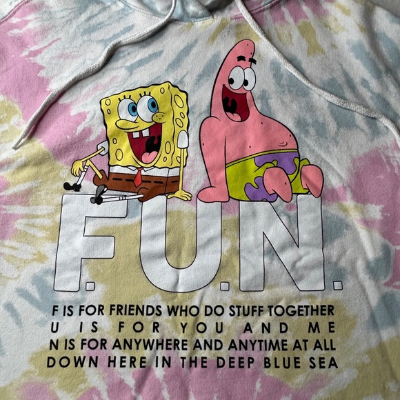 Nickelodeon SpongeBob SquarePants Small Tie Dye Cropped Hoodie Patrick Women - Picture 3 of 11